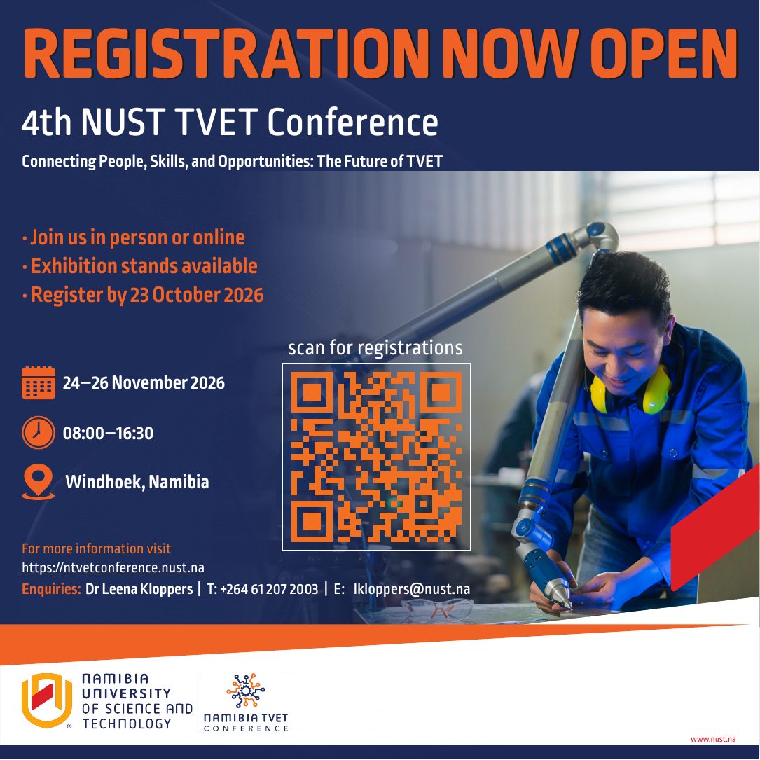 4th NUST TVET Conference: Registration now open. Register by 23 October 2026.